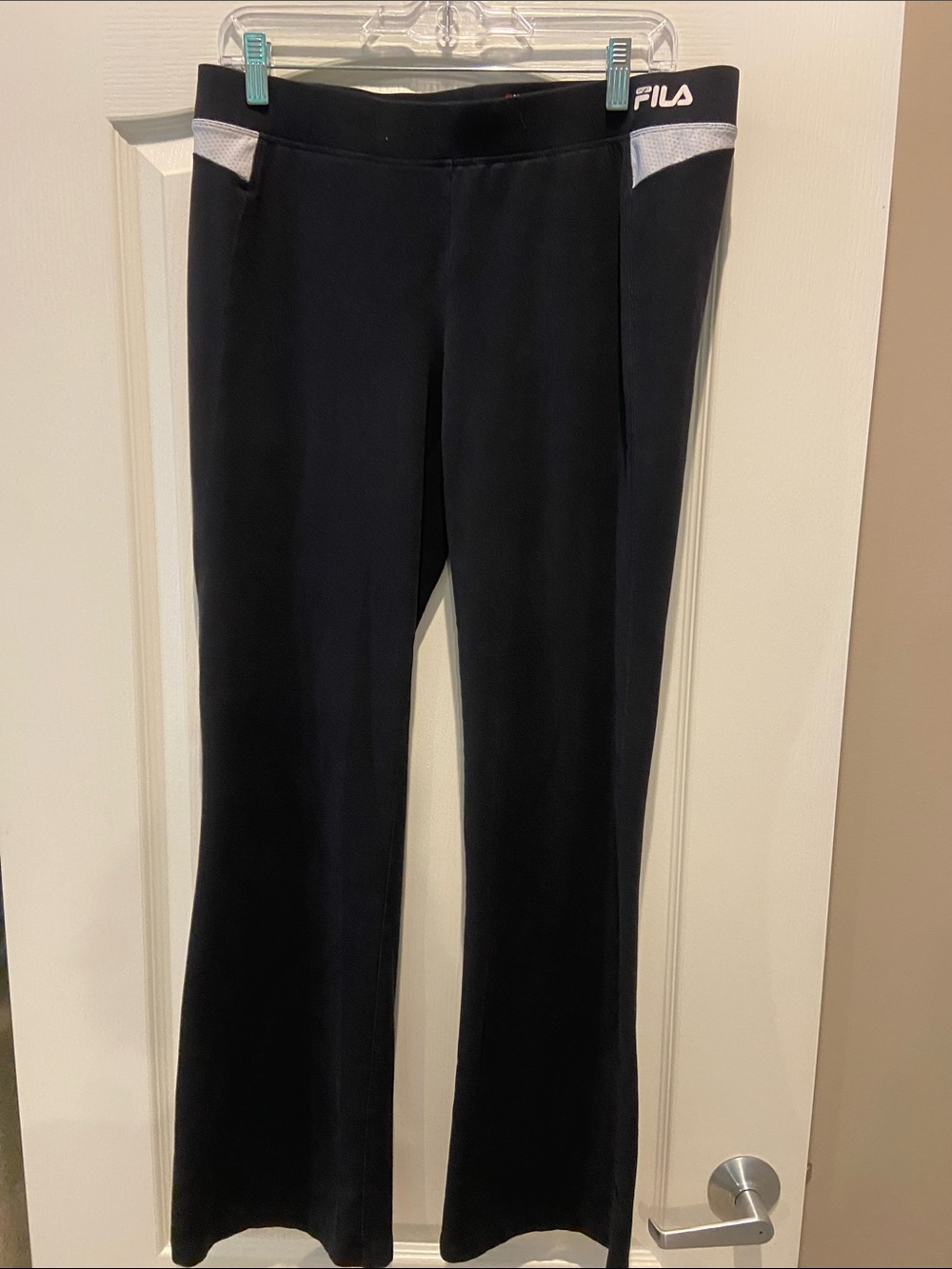 Fila Black Yoga Pants with White Mesh Accents